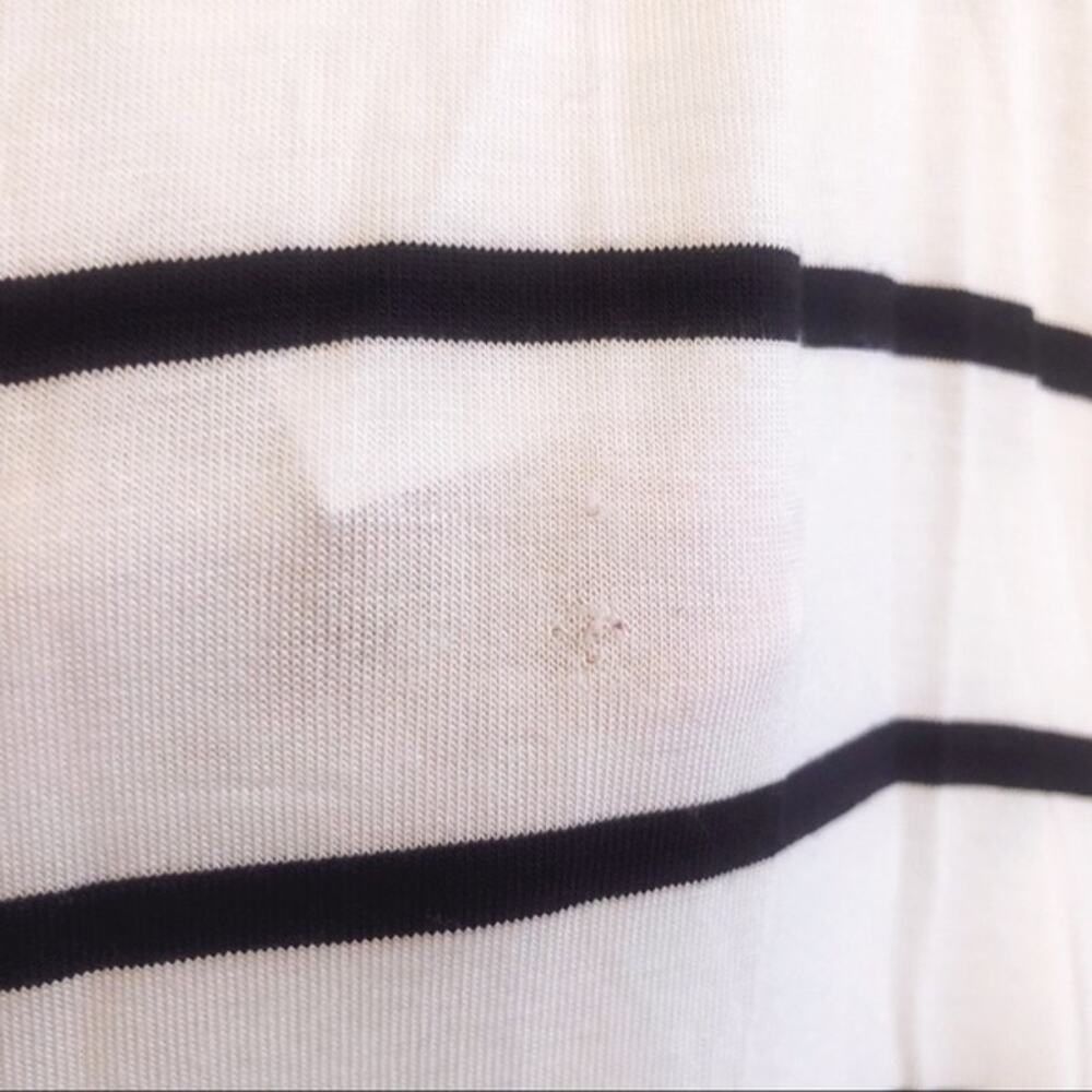 LOFT White & Black Striped Wrap Top with Banded Hem - Picture 8 of 11